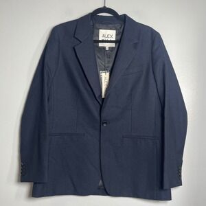 ALEX MILL Soho Blazer In Wool Large Dark Navy Blue NEW Wool Minimalist Career